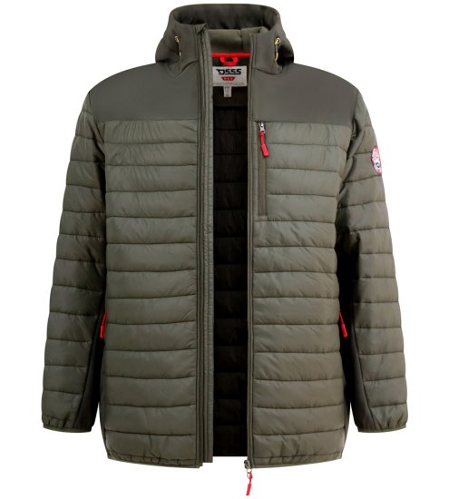 D555 Northfield Hybrid soft shell pikowana kurtka z kapturem khaki - Kurtki Męskie Duże Rozmiary - Kurtki Duże rozmiary 2XL-8XL