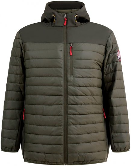 D555 Northfield Hybrid soft shell pikowana kurtka z kapturem khaki - Kurtki Męskie Duże Rozmiary - Kurtki Duże rozmiary 2XL-8XL