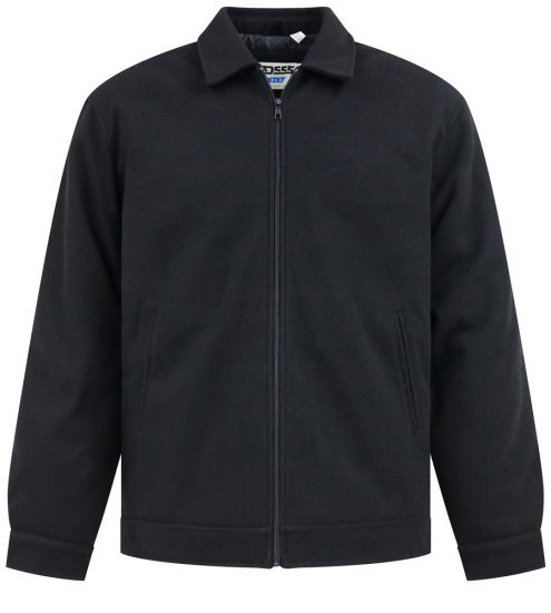 D555 Epsom Harrington Jacket with Zip Through Collared Melton Black - Kurtki Męskie Duże Rozmiary - Kurtki Duże rozmiary 2XL-8XL