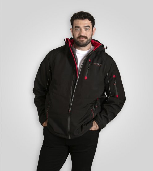 D555 Fretwell Padded Softshell Jacket with Detachable Hood Black - Kurtki Męskie Duże Rozmiary - Kurtki Duże rozmiary 2XL-8XL