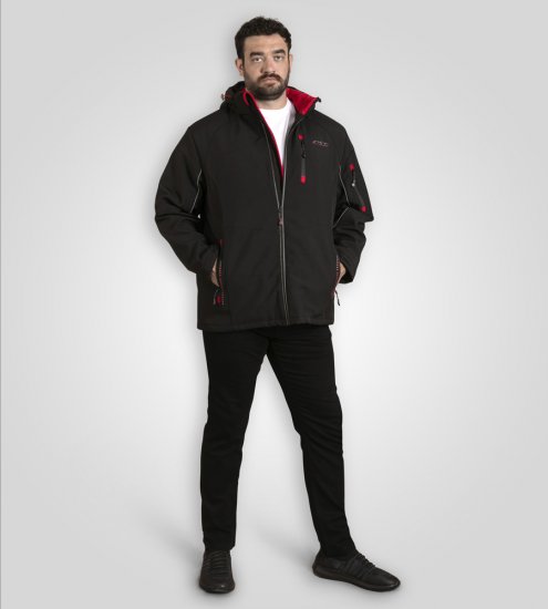 D555 Fretwell Padded Softshell Jacket with Detachable Hood Black - Kurtki Męskie Duże Rozmiary - Kurtki Duże rozmiary 2XL-8XL