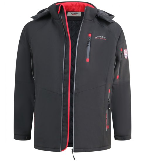 D555 Fretwell Padded Softshell Jacket with Detachable Hood Black - Kurtki Męskie Duże Rozmiary - Kurtki Duże rozmiary 2XL-8XL