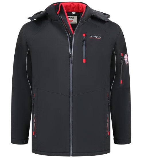 D555 Fretwell Padded Softshell Jacket with Detachable Hood Black - Kurtki Męskie Duże Rozmiary - Kurtki Duże rozmiary 2XL-8XL