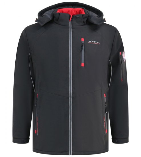 D555 Fretwell Padded Softshell Jacket with Detachable Hood Black - Kurtki Męskie Duże Rozmiary - Kurtki Duże rozmiary 2XL-8XL