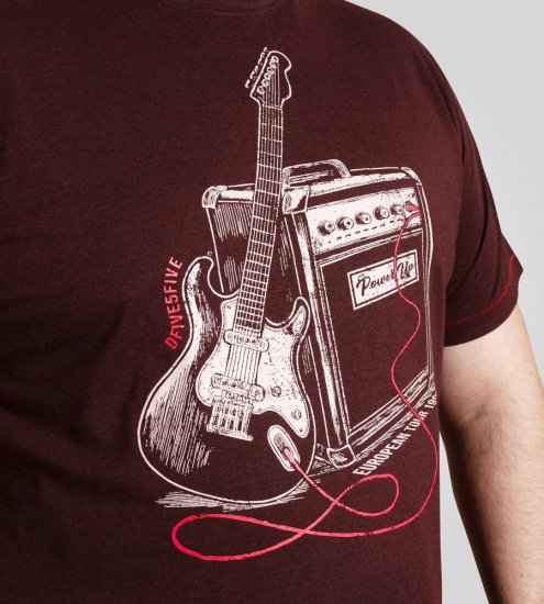 D555 Barnsley Guitar and Amp Crew Neck T-Shirt Burgundy - Koszulki - T-shirty meskie Duże Rozmiary - 2XL-14XL