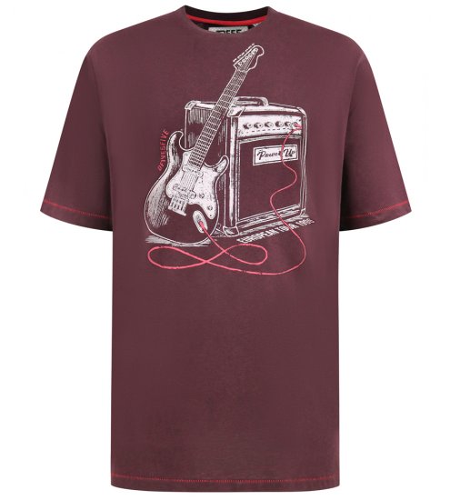 D555 Barnsley Guitar and Amp Crew Neck T-Shirt Burgundy - Koszulki - T-shirty meskie Duże Rozmiary - 2XL-14XL