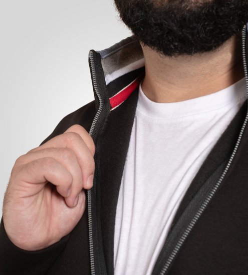 D555 Johnson Fleece Zip Through Sweatshirt with Chest Embroidery - Bluzy & bluzy z kapturem - Bluzy & Bluzy z kapturem 2XL-12XL