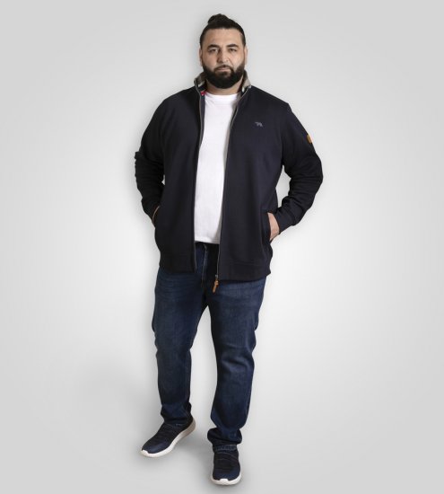 D555 Johnson Zip Through Fleece Sweatshirt with Chest Embroidery Navy - Bluzy & bluzy z kapturem - Bluzy & Bluzy z kapturem 2XL-12XL