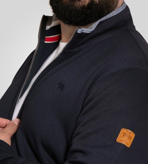 D555 Johnson Zip Through Fleece Sweatshirt with Chest Embroidery Navy - Bluzy & bluzy z kapturem - Bluzy & Bluzy z kapturem 2XL-12XL