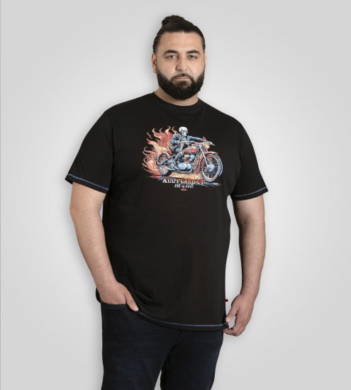D555 Dewsbury Skeleton on Bike Crew Neck T-Shirt Black - Koszulki - T-shirty meskie Duże Rozmiary - 2XL-14XL