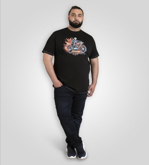 D555 Dewsbury Skeleton on Bike Crew Neck T-Shirt Black - Koszulki - T-shirty meskie Duże Rozmiary - 2XL-14XL