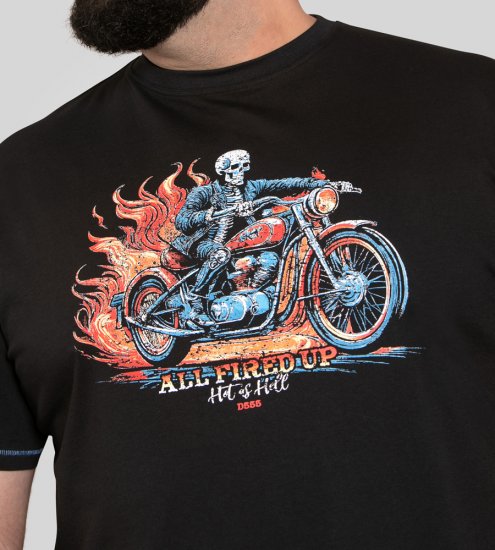 D555 Dewsbury Skeleton on Bike Crew Neck T-Shirt Black - Koszulki - T-shirty meskie Duże Rozmiary - 2XL-14XL
