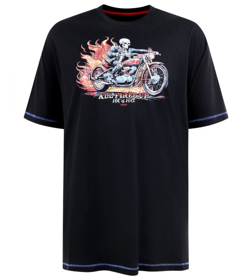 D555 Dewsbury Skeleton on Bike Crew Neck T-Shirt Black - Koszulki - T-shirty meskie Duże Rozmiary - 2XL-14XL