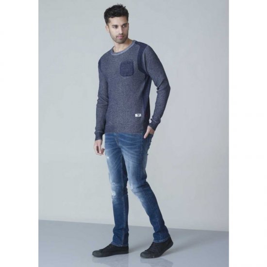 D555 Bryson Crewneck Sweater with Pocket Navy - Bluzy & bluzy z kapturem - Bluzy & Bluzy z kapturem 2XL-12XL