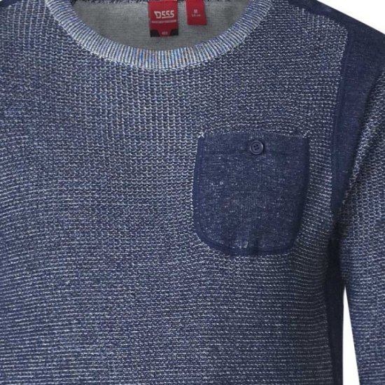 D555 Bryson Crewneck Sweater with Pocket Navy - Bluzy & bluzy z kapturem - Bluzy & Bluzy z kapturem 2XL-12XL