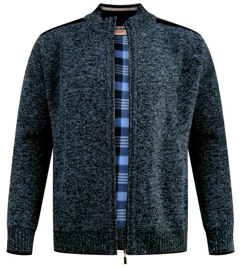 D555 Dereham 1 Dzianinowy Kardigan Z Zamkiem I Podszewką Granatowy - Bluzy & bluzy z kapturem - Bluzy & Bluzy z kapturem 2XL-12XL