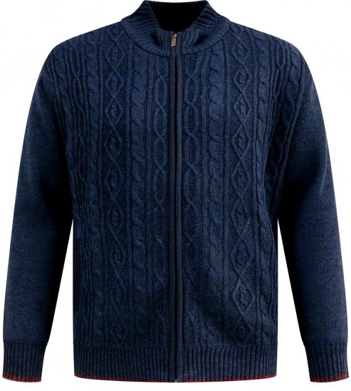 D555 Gillingham Dzianinowy Kardigan Z Zamkiem I Podszewką Granatowy - Bluzy & bluzy z kapturem - Bluzy & Bluzy z kapturem 2XL-12XL