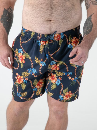 D555 Dawson AO Szorty Kąpielowe z Hawajskim Wzorem Granatowy - Bielizna & stroje kąpielowe - Bielizna & Stroje kąpielowe 2XL-8XL