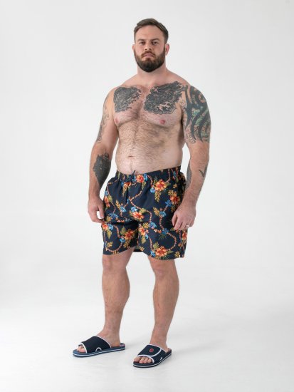 D555 Dawson AO Szorty Kąpielowe z Hawajskim Wzorem Granatowy - Bielizna & stroje kąpielowe - Bielizna & Stroje kąpielowe 2XL-8XL