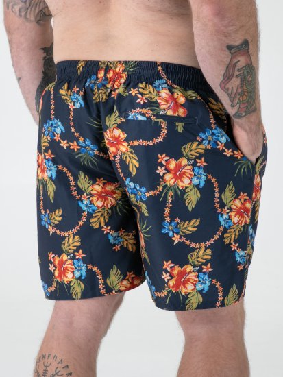 D555 Dawson AO Szorty Kąpielowe z Hawajskim Wzorem Granatowy - Bielizna & stroje kąpielowe - Bielizna & Stroje kąpielowe 2XL-8XL