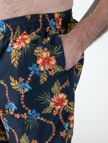 D555 Dawson AO Szorty Kąpielowe z Hawajskim Wzorem Granatowy - Bielizna & stroje kąpielowe - Bielizna & Stroje kąpielowe 2XL-8XL