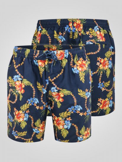 D555 Dawson AO Szorty Kąpielowe z Hawajskim Wzorem Granatowy - Bielizna & stroje kąpielowe - Bielizna & Stroje kąpielowe 2XL-8XL