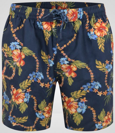 D555 Dawson AO Szorty Kąpielowe z Hawajskim Wzorem Granatowy - Bielizna & stroje kąpielowe - Bielizna & Stroje kąpielowe 2XL-8XL