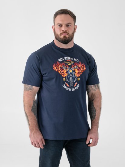 D555 Hockney Koszulka z Nadrukiem Motocykla Granatowy - Koszulki - T-shirty meskie Duże Rozmiary - 2XL-14XL