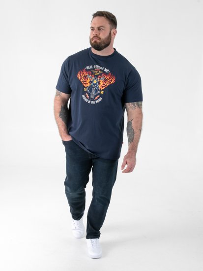 D555 Hockney Koszulka z Nadrukiem Motocykla Granatowy - Koszulki - T-shirty meskie Duże Rozmiary - 2XL-14XL