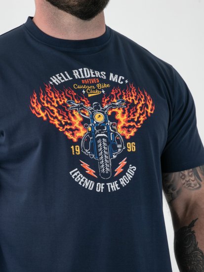 D555 Hockney Koszulka z Nadrukiem Motocykla Granatowy - Koszulki - T-shirty meskie Duże Rozmiary - 2XL-14XL