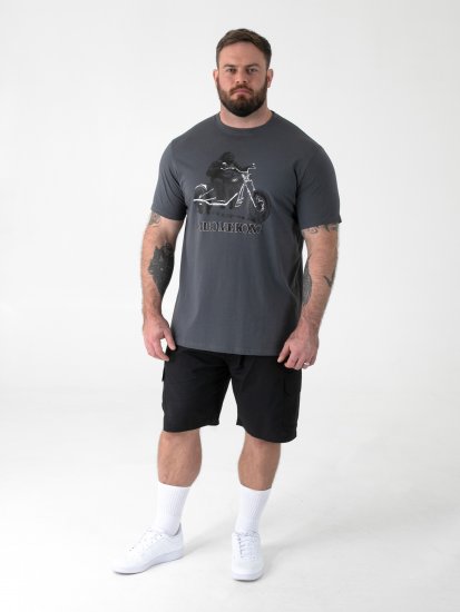 D555 Craig Gorilla Biker Koszulka z Nadrukiem Ciemnoszary - Koszulki - T-shirty meskie Duże Rozmiary - 2XL-14XL