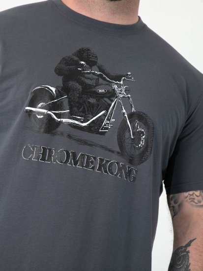 D555 Craig Gorilla Biker Koszulka z Nadrukiem Ciemnoszary - Koszulki - T-shirty meskie Duże Rozmiary - 2XL-14XL