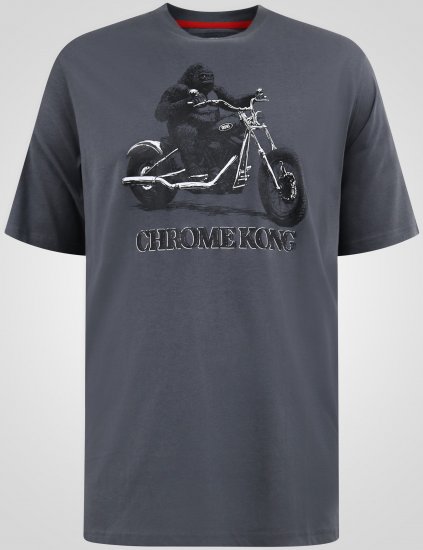D555 Craig Gorilla Biker Koszulka z Nadrukiem Ciemnoszary - Koszulki - T-shirty meskie Duże Rozmiary - 2XL-14XL