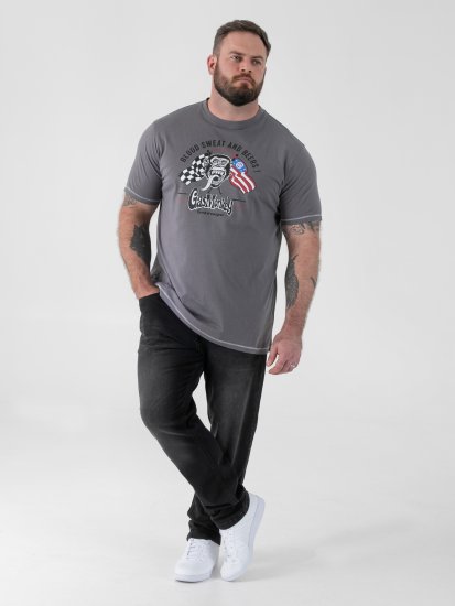 D555 Jasper Official Gas Monkey Koszulka z Nadrukiem Szary - Koszulki - T-shirty meskie Duże Rozmiary - 2XL-14XL