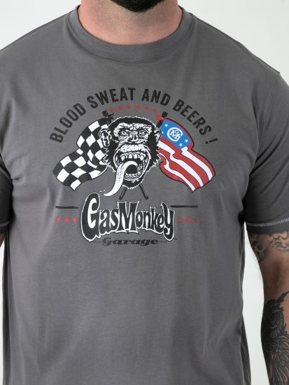 D555 Jasper Official Gas Monkey Koszulka z Nadrukiem Szary - Koszulki - T-shirty meskie Duże Rozmiary - 2XL-14XL