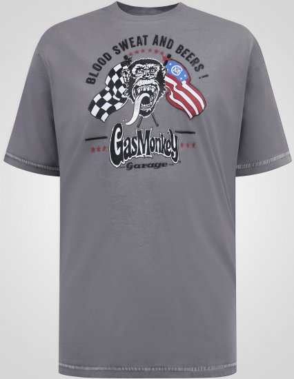 D555 Jasper Official Gas Monkey Koszulka z Nadrukiem Szary - Koszulki - T-shirty meskie Duże Rozmiary - 2XL-14XL