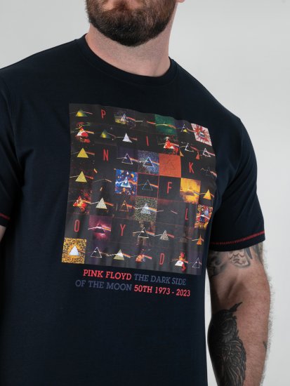 D555 Otto Official Pink Floyd 50th Anniversary Koszulka z Nadrukiem Granatowy - Koszulki - T-shirty meskie Duże Rozmiary - 2XL-14XL