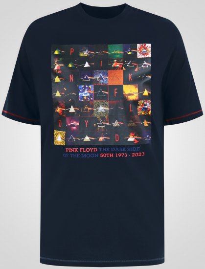 D555 Otto Official Pink Floyd 50th Anniversary Koszulka z Nadrukiem Granatowy - Koszulki - T-shirty meskie Duże Rozmiary - 2XL-14XL