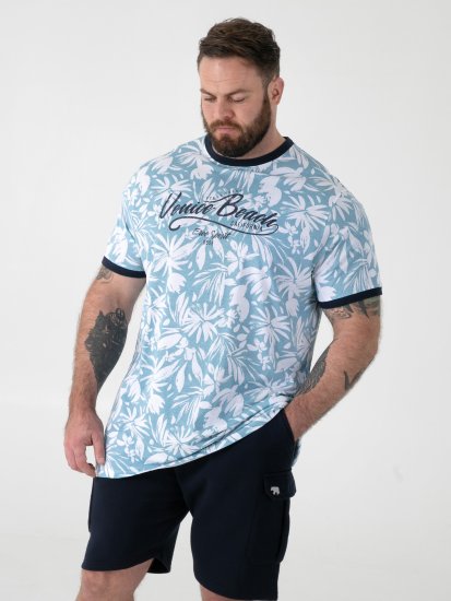 D555 Shoreham AO Koszulka z Nadrukiem Venice Beach Niebieski - Koszulki - T-shirty meskie Duże Rozmiary - 2XL-14XL