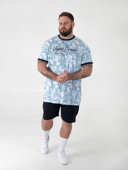 D555 Shoreham AO Koszulka z Nadrukiem Venice Beach Niebieski - Koszulki - T-shirty meskie Duże Rozmiary - 2XL-14XL