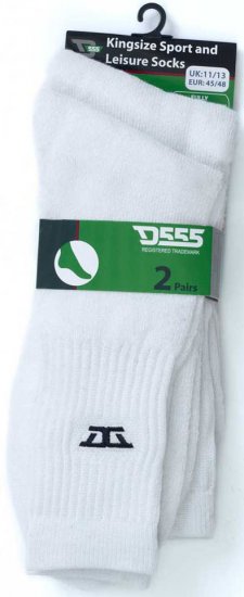 D555 Logan Sports And Leisure Socks 2-Pack White - Bielizna & Stroje kąpielowe - Bielizna & Stroje kąpielowe 2XL-8XL