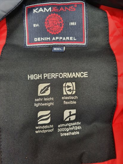 Kam Jeans KV107 Performance Jacket Navy - Kurtki Męskie Duże Rozmiary - Kurtki Duże rozmiary 2XL-8XL
