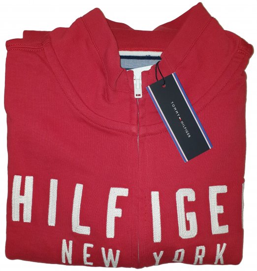 Tommy Hilfiger Kent Zip Thru Sweatshirt Red - Szalona kwietniowa wyprzedaż Motley - 