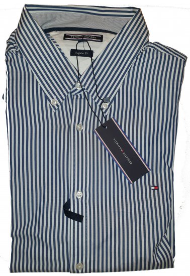 Tommy Hilfiger North Stripe Long Sleeve Shirt Blue/White - Szalona kwietniowa wyprzedaż Motley - 