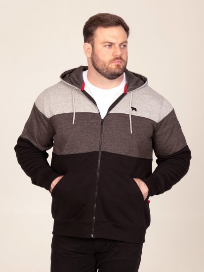 D555 Fitzgerald Zip Through Hoody With Cut & Sew Panels Czarny - Bluzy & bluzy z kapturem - Bluzy & Bluzy z kapturem 2XL-12XL