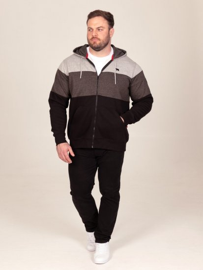 D555 Fitzgerald Zip Through Hoody With Cut & Sew Panels Czarny - Bluzy & bluzy z kapturem - Bluzy & Bluzy z kapturem 2XL-12XL