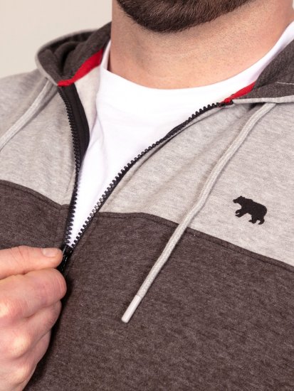 D555 Fitzgerald Zip Through Hoody With Cut & Sew Panels Czarny - Bluzy & bluzy z kapturem - Bluzy & Bluzy z kapturem 2XL-12XL