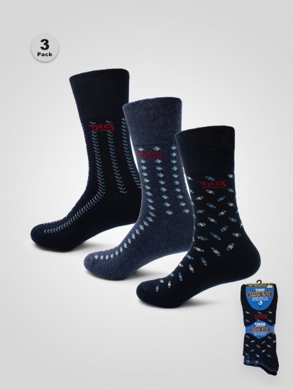 D555 Harold 3 Extra Wide Comfort Fit Socks 3-pack Navy/Denim - Bielizna & stroje kąpielowe - Bielizna & Stroje kąpielowe 2XL-8XL