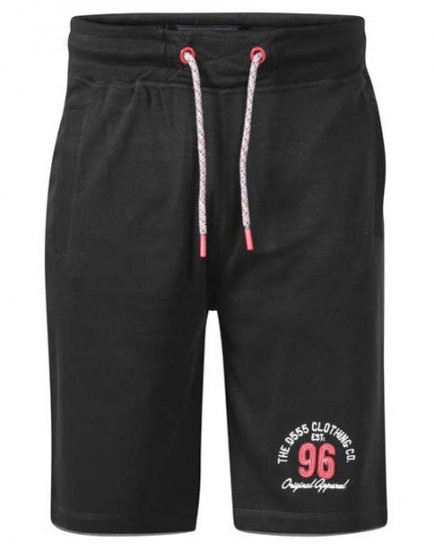 D555 Tompkins 1 Elasticated Waist Shorts Black - Dresy & spodenki dresowe - Dresy & Spodnie Dresowe 2XL-12XL