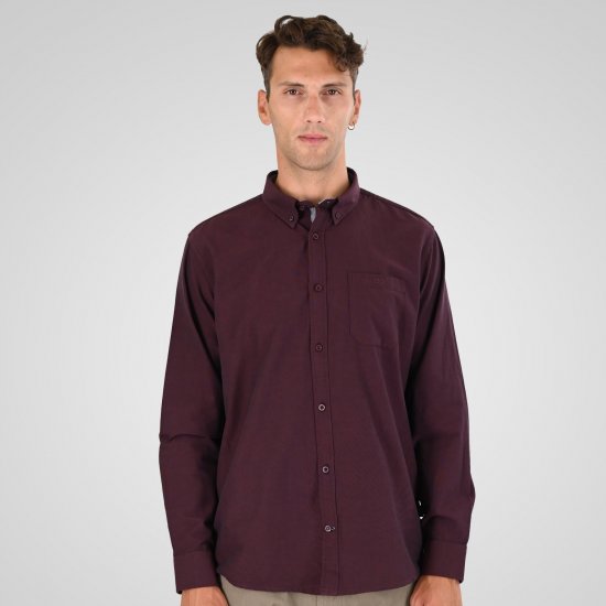 Double Outfitters GS-5225 Koszula oxford Bordowy - Koszule - Koszule 2XL-10XL